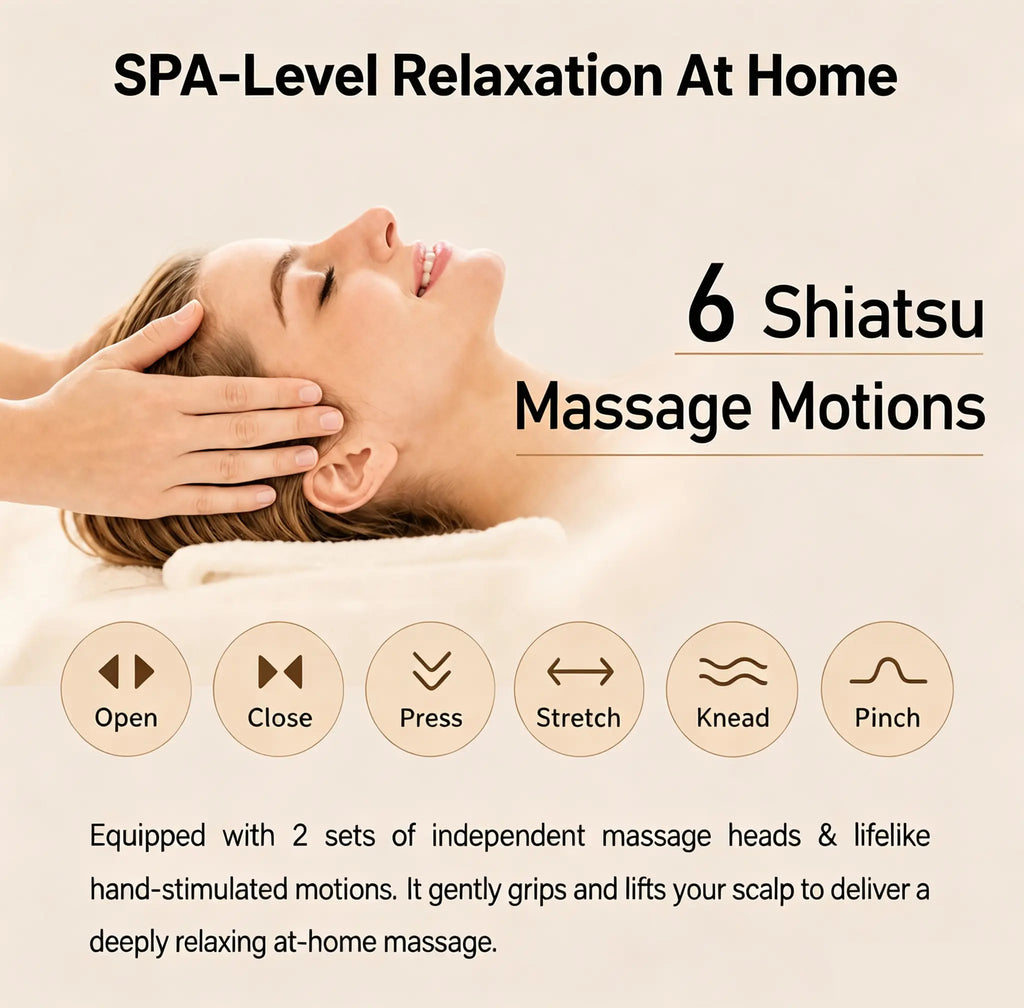 MIRATOKI Cocowave 4-In-1 Face & Scalp Massager, True Japanese Shiatsu Technology, Red Light for Healthier Scalp, Electric Head Spa Device Rotate Kneading and Vibration for Facial Massage, Scalp Care, Neck & Body Relaxation