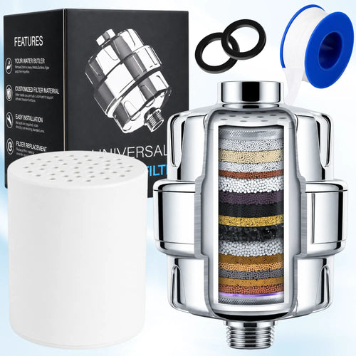 20-Stage Shower Filter – Removes Chlorine & Metals from Hard Water, Protects Skin & Hair